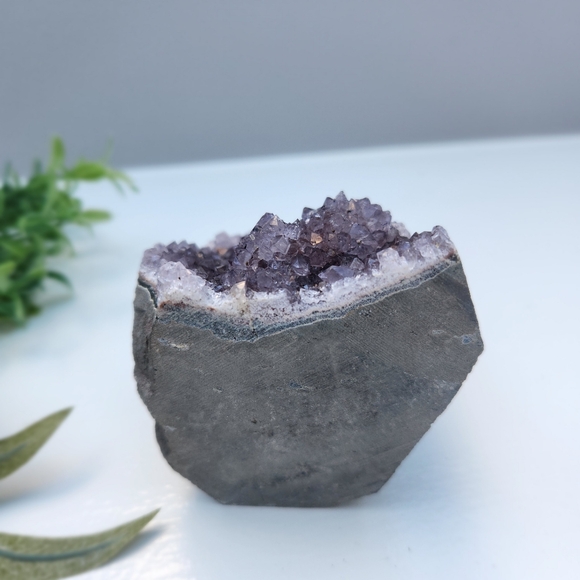 Violet amethyst cut base with cluster druzy - crystals gemstone rock - Picture 10 of 13